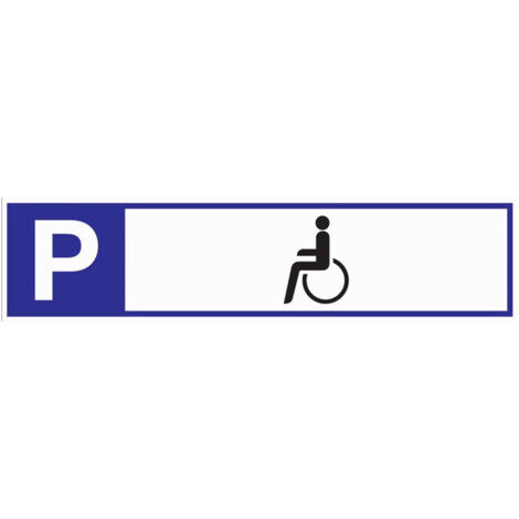 Signalisation de parking pour personnes handicapées L460xL110mm aluminium blanc/bleu/noir