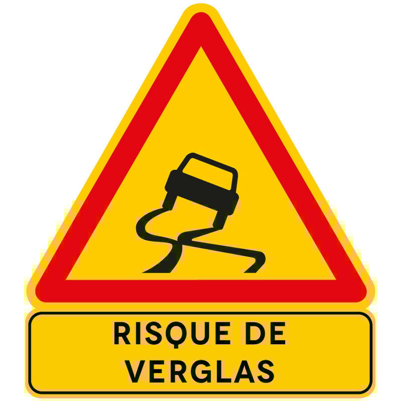 Signalisation de Travaux Temporaires Panneaux de Travaux Temporaires. Danger Chantier Temporaire - Attention risque de verglas - Panneau classique
