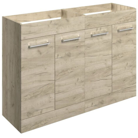 Signature Aalborg Floor Standing 4-Door Vanity Unit 1180mm Wide - Oak