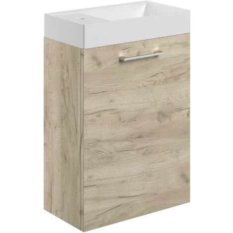 Signature Aalborg Wall Hung 1-Door Vanity Unit with Basin 405mm Wide - Oak