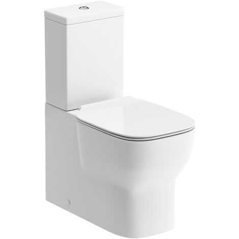 main image of "Signature Achilles Close Coupled Back To Wall Toilet with Push Button Cistern - Soft Close Seat"