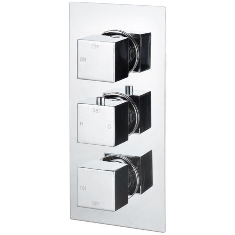Signature Advance Thermostatic 2 Outlet Concealed Shower Valve Triple Handle - Chrome