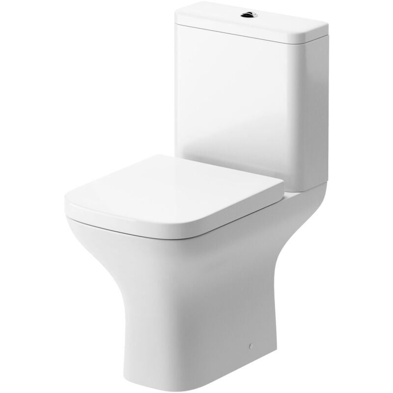 Aztec Close Coupled Open Back Toilet with Push Button Cistern - Soft Close Seat - Signature