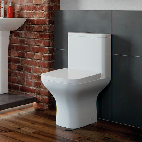 main image of "Signature Aztec Close Coupled Open Back Toilet with Push Button Cistern - Soft Close Seat"