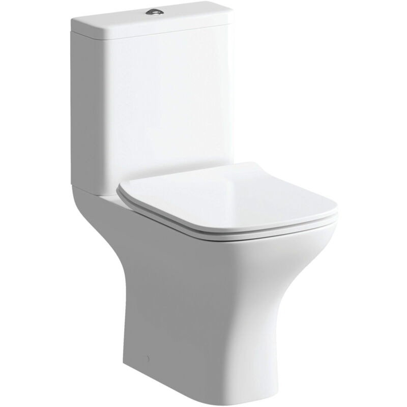 Aztec Close Coupled Toilet with Push Button Cistern - Slimline Soft Close Seat - Signature