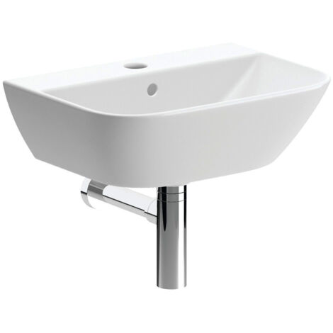 Signature Aztec Wall Hung Cloakroom Basin and Bottle Trap 450mm Wide - 1 Tap Hole