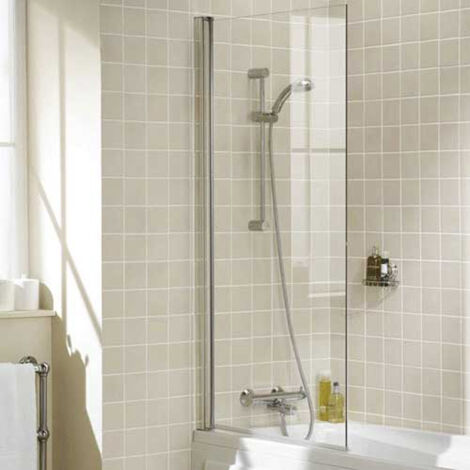 Signature Classic Single Panel Square Hinged Bath Screen 1500mm H x 800mm W - 8mm Glass