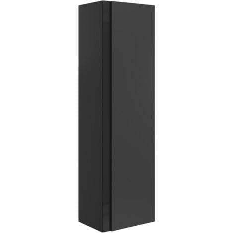 Signature Diversity Wall Hung 1-Door Tall Unit 350mm Wide - Matt Black/Black Glass