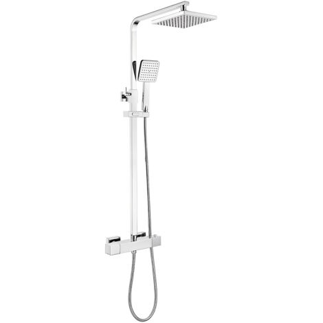 Signature Energy Cool-Touch Square Thermostatic Bar Mixer Shower with Shower Kit + Fixed Head - Chrome