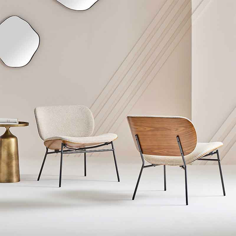 Fauteuil Serge tissu beige 68x62x65cm