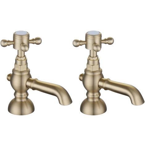 Signature Greenwich Basin Taps Pair Pillar Mounted - Brushed Brass