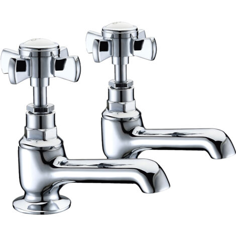 Signature Greenwich Bath Taps Pair Pillar Mounted - Chrome