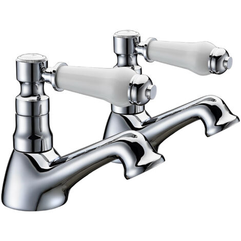 Signature Hampstead Bath Taps Pair Pillar Mounted - Chrome