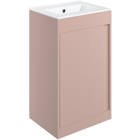 Signature Helsinki Floor Standing 1-Door Vanity Unit with Basin 510mm Wide - Matt Antique Rose
