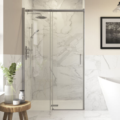 Signature Icon Semi-Frameless Sliding Shower Door 1000mm Wide - 8mm Glass