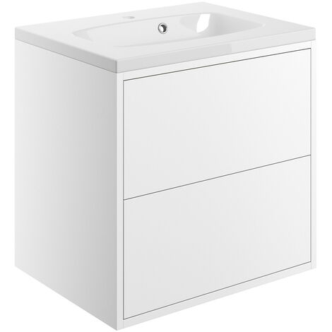 main image of "Signature Lund Wall Hung 2-Drawer Vanity Unit with Basin 600mm Wide - Matt White"