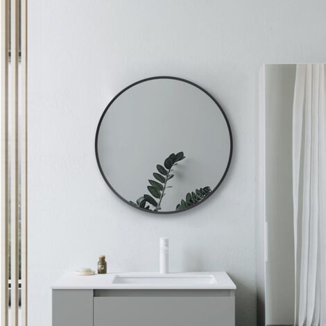Signature Olivia Round Bathroom Mirror 600mm Diameter - Matt Black