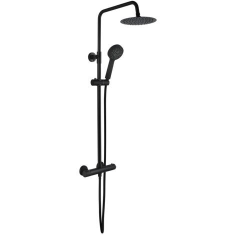Signature Round Cool-Touch Thermostatic Bar Mixer Shower with Shower Kit and Fixed Head - Matt Black