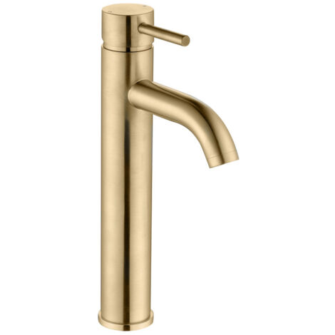Signature Sail Mono Tall Basin Mixer Tap Single Handle - Brushed Brass