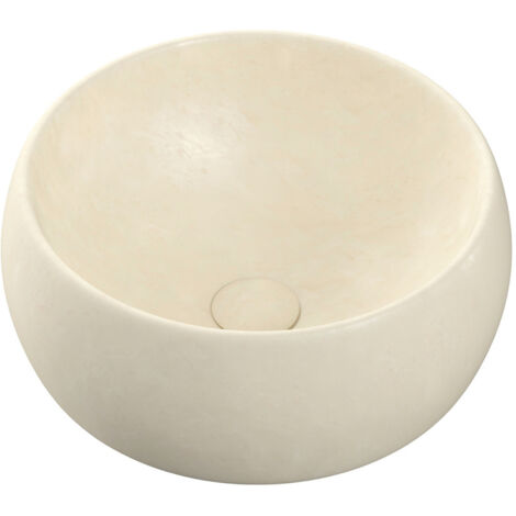 Signature Serena Round Countertop Basin with Unslotted Waste 400mm Wide 0 Tap Hole - Stone Effect