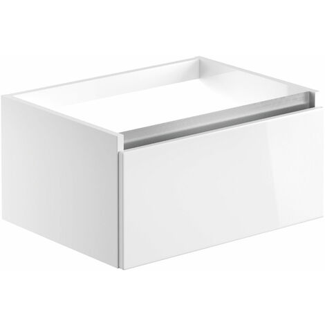 main image of "Signature Stockholm Wall Hung 1-Drawer Vanity Unit 600mm Wide - White Gloss"