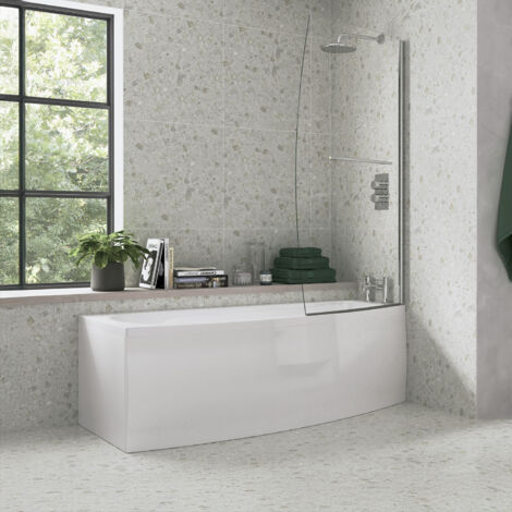 Signature Sustain Spacesaver Rectangular Shower Bath with Front Panel and Screen 1700mm x 740mm Right Handed