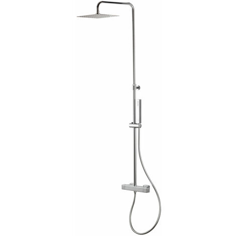 Signature Thermostatic Square Bar Mixer Shower with Shower Kit + Fixed Head - Chrome