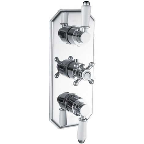 Signature Traditional Thermostatic 2 Outlet Concealed Shower Valve Triple Handle - Chrome