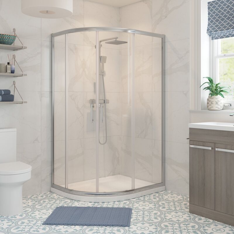 Verve 2-Door Offset Quadrant Shower Enclosure 900mm x 760mm - 6mm Glass - Signature