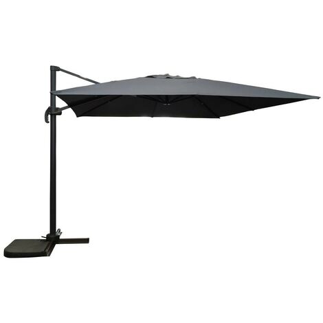 Signature Weave 3 x 3m Square Cantilever Parasol Sun Shade Umbrella Grey Canopy