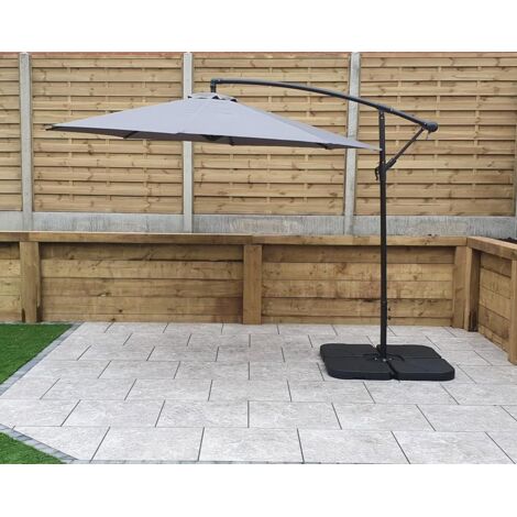 Signature Weave 3m Banana Cantilever Parasol Sun Shade Umbrella Grey Canopy