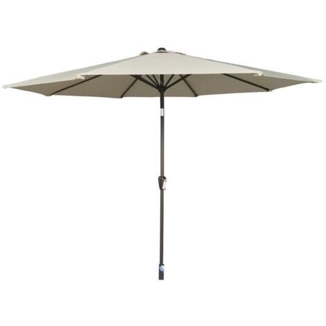 Signature Weave 3m Table Parasol Sun Shade Umbrella With Tilt Beige Canopy
