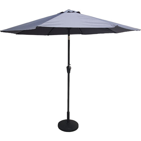 Signature Weave 3m Table Parasol Sun Shade Umbrella With Tilt Grey Canopy
