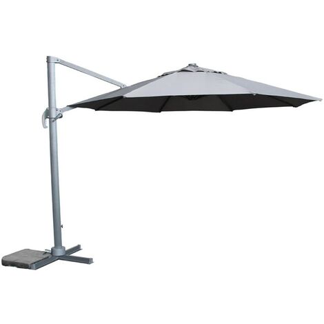 Signature Weave 3x3M Square Roma Parasol Grey & LED Solar Strip Rib Lights