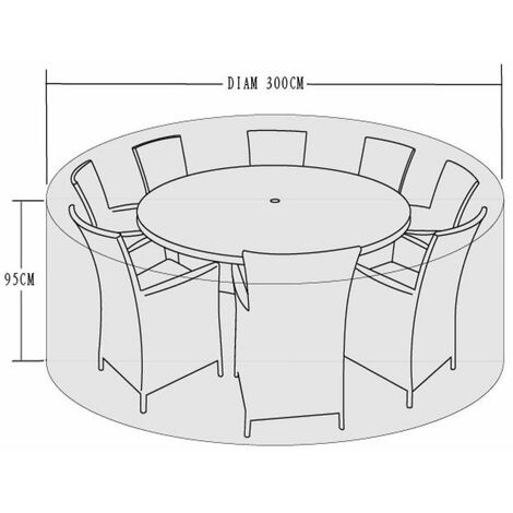 Signature Weave 8-10 Seater Dining Table Chairs Furniture Set Cover 300 x 95 cm