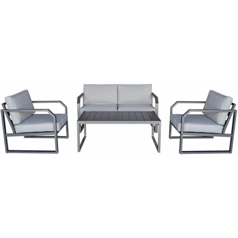 Signature Weave Alarna Aluminium 4 Seater Sofa Set & Chair Coffee Table Grey