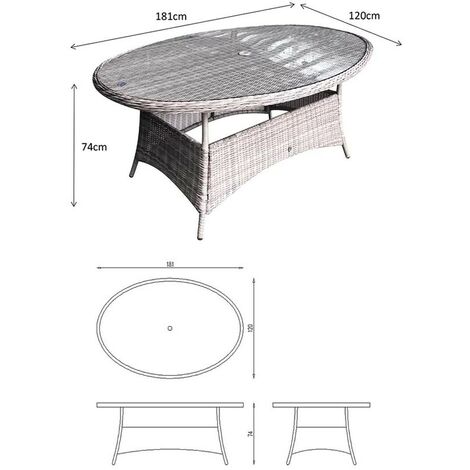Signature Weave Alexandra Wicker Oval 6 Seater Dining Table Grey Indoor Outdoor