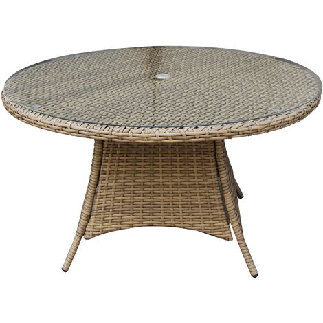 Signature Weave Darcey Wicker 4 Seater Dining Table Natural Round 100cm