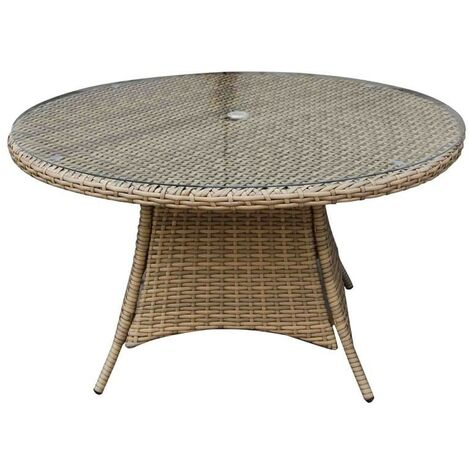 Signature Weave Darcey Wicker 8 Seater Dining Table Natural Round 180cm