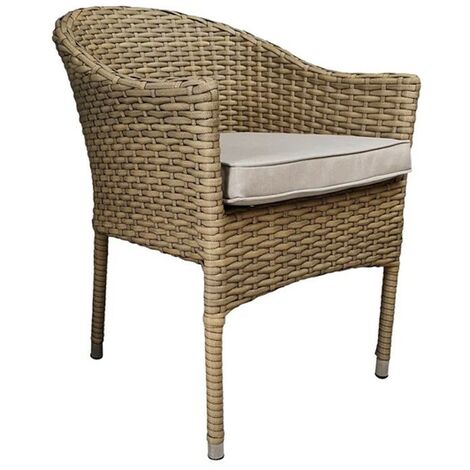 Signature Weave Darcey Wicker Stacking Garden Dining Chair & Cushions Natural