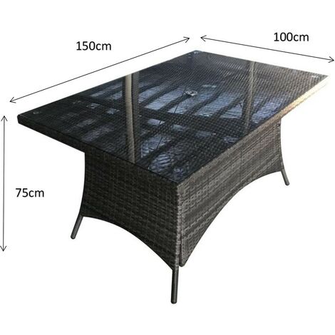 Signature Weave Emily Wicker 6 Seater Rectangular Dining Table Grey 150 x 100cm