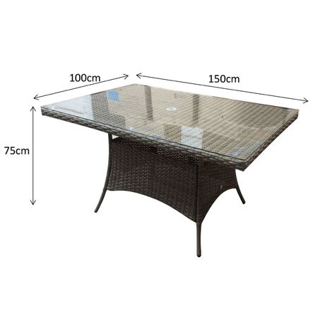 Signature Weave Florence Wicker 6 Seater Rectangular Dining Table Brown