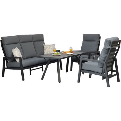 Signature Weave Kimmie 5 Seater Sofa Reclining Chair Table Set Grey