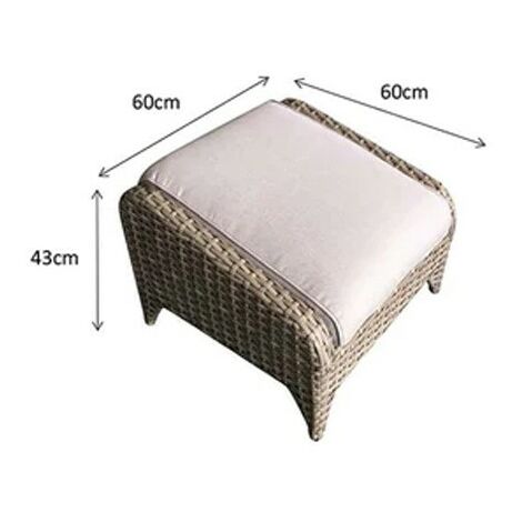 Signature Weave Sarah Wicker Ottoman Footstool Seat Furniture Grey & Cushion