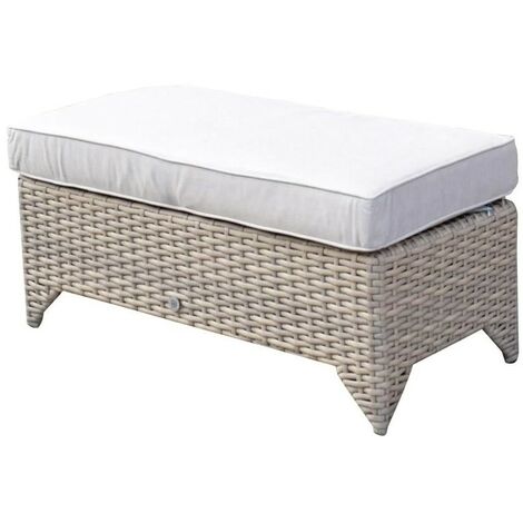 Signature Weave Sarah Wicker Ottoman Stool Bench Seat Furniture Cushion Grey