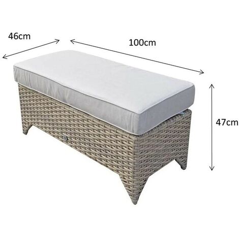 Signature Weave Sarah Wicker Ottoman Stool Bench Seat Furniture Cushion Natural