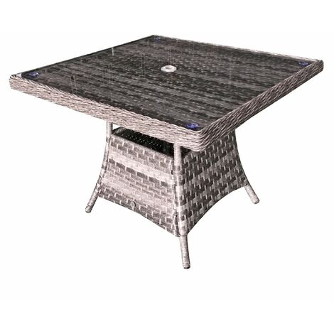Signature Weave Victoria Wicker 4 Seater Square Dining Table Grey 100cm