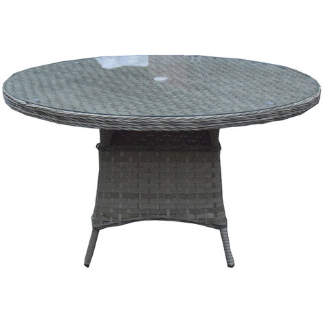 Signature Weave Victoria Wicker 6 Seater Round Dining Table Grey 135cm TableOnly
