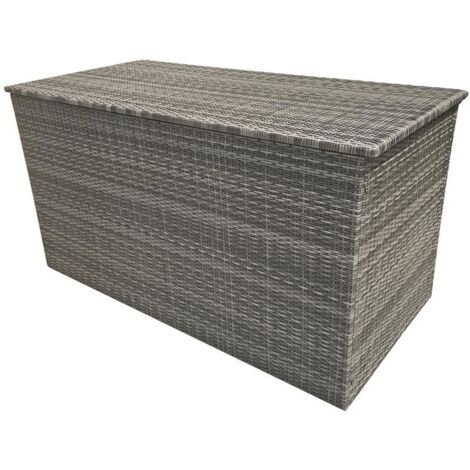 Signature Weave Wicker Large Cushion Box Garden Storage Chest Grey 172x84x90cm