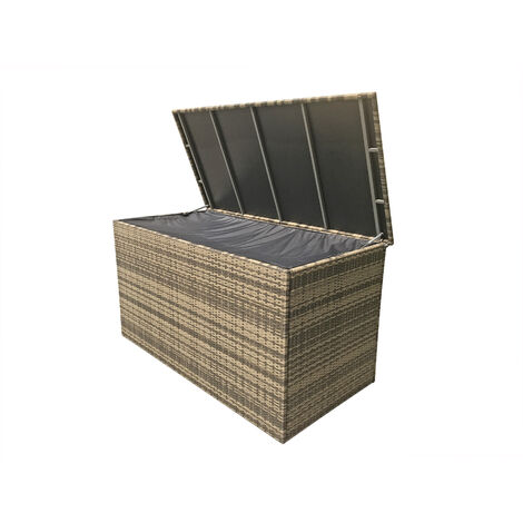 Signature Weave Wicker Large Cushion Box Garden Storage Chest Natural Brown